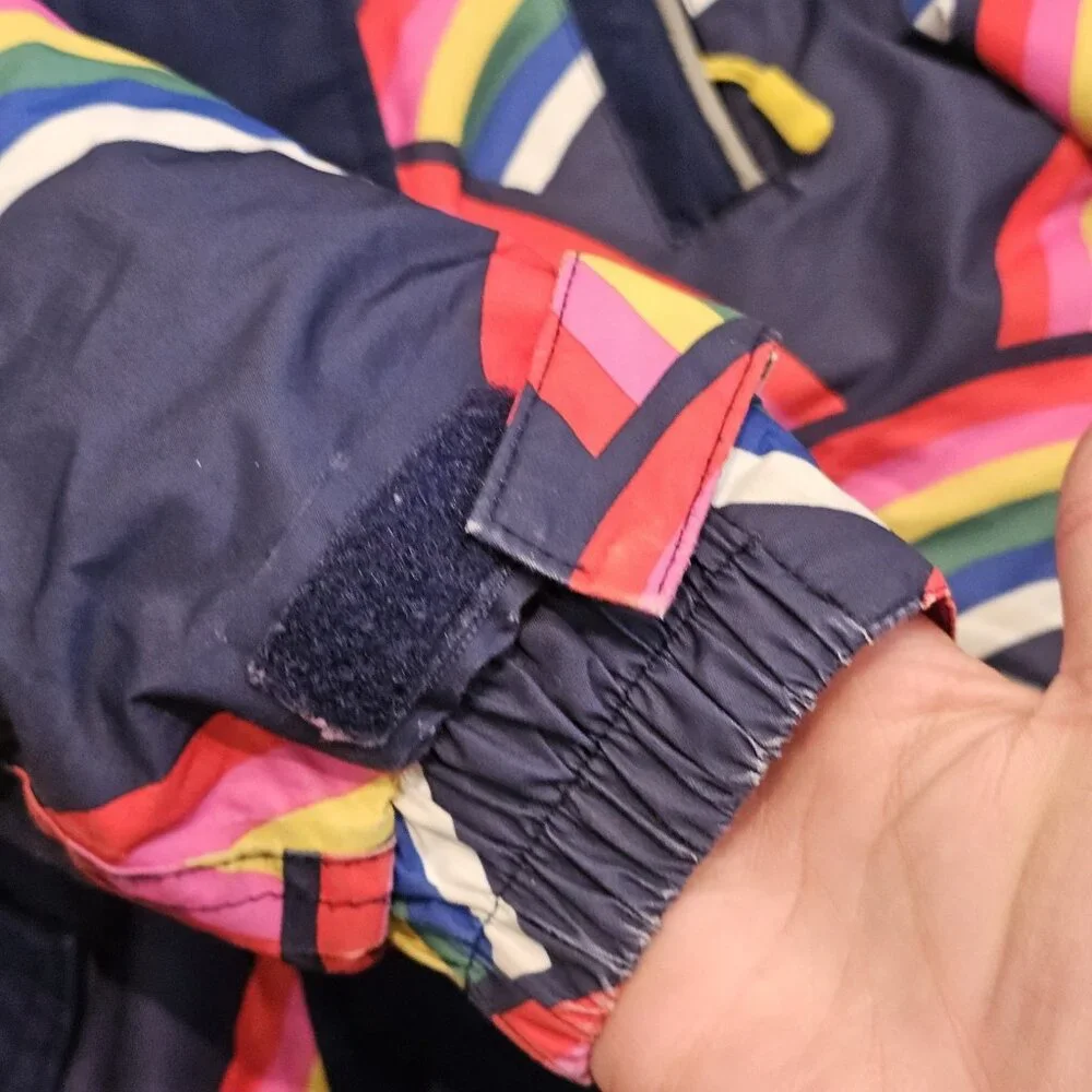 BODEN ALL WEATHER WATERPROOF‎ SKI SNOW COAT JACKET RAINBOW Sz 5-6 Removable Hood